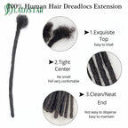 Echthaar-Dreadlocks-Extensions Brasilianisches Echthaar Dreadlocks Handgefertigte Dreadlocks für Frauen/Männer 8-24 Zoll
