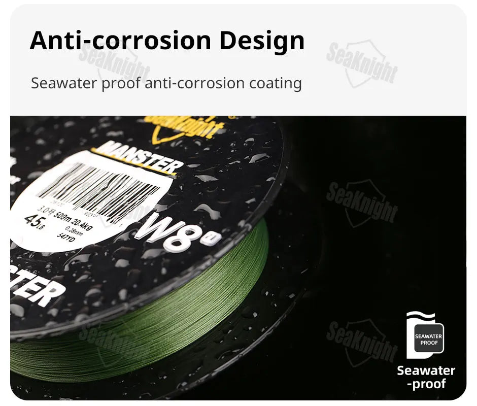 SeaKnight Brand W8 II Serie 500M 8-fach geflochtene Angelschnur aus PE, fortschrittliche geflochtene PE-Schnur, UV-beständige Salzwasser-Schutzbeschichtung