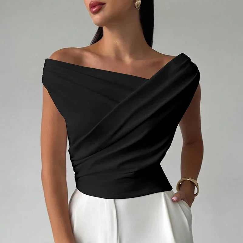 Sexy Short Sleeve Shirt Women Off Shoulder Patchwork Color Basic Tops Woman Summer Blouses Female Elegant Shirt