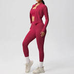 3-teiliges Sportbekleidung Yoga-Set Gym Sport-BH Reißverschlussjacke Leggings Kleidung Sportbekleidung Yoga-Anzüge für Damen Fitness-Set Trainingsanzug