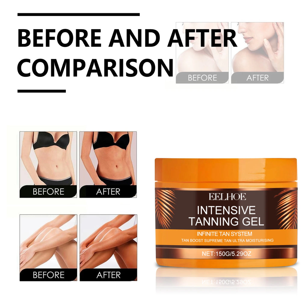Intensives Bräunungsgel & Creme Set Beschleuniger Bräunung Dunkle Haut Lang anhaltend Feuchtigkeitsspendend Gesicht Körper Selbstbräunungscreme ohne Sonne