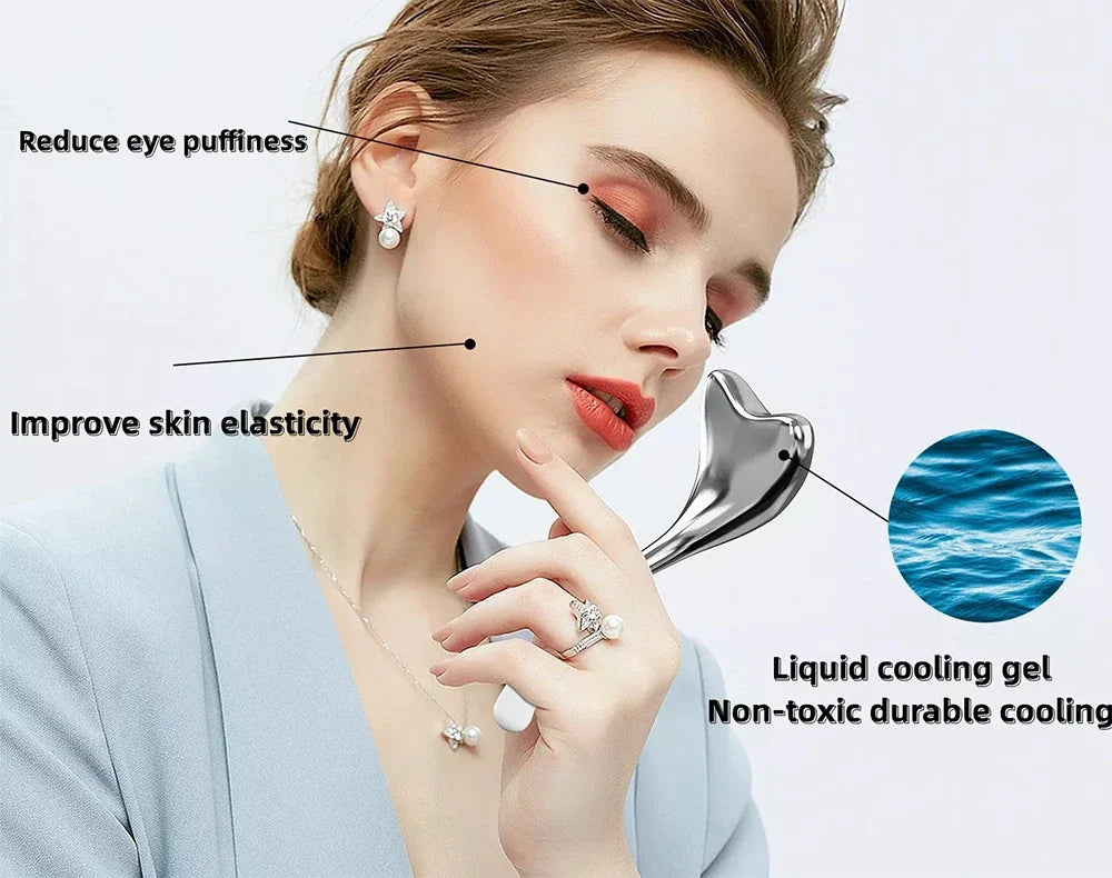 Kühlende Spa-Eisgloben-Roller, Edelstahl-Gua-Sha-Kryo-Sticks, Gesichts- und Augenmassagegerät, Hautpflegewerkzeuge, Geschenke für Frauen