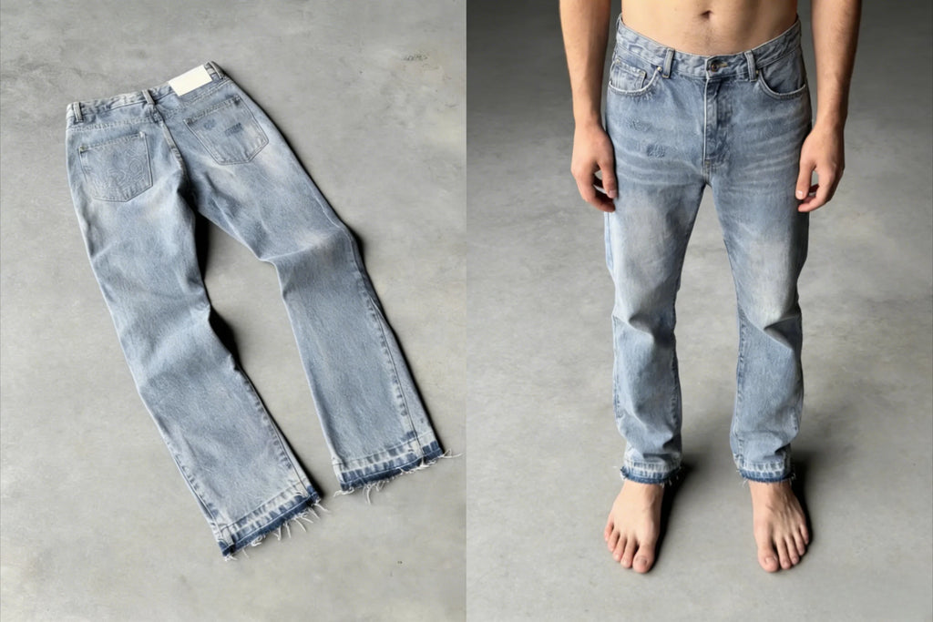 Y2K Black Washed Bestickte High-Waisted Oversized Jeans Herren Europäischer und Amerikanischer Retro Klassiker Lockere Weite Gerader Schnitt Hosen