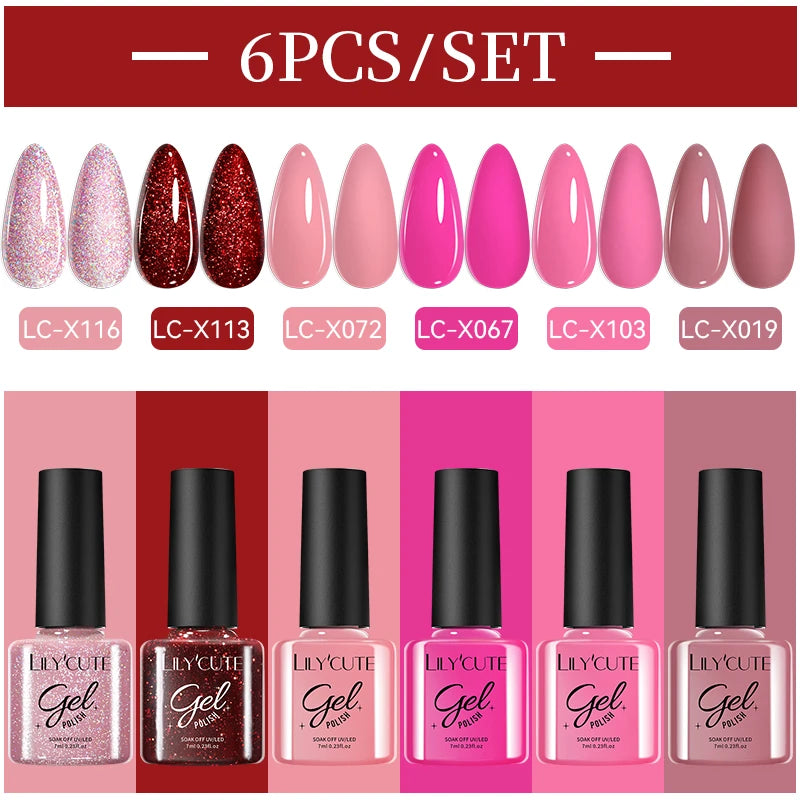 LILYCUTE Nagelgel-Politur-Set, Rosa Grün, Frühling, DIY-Nagelkunst-Design, lang anhaltend, Soak Off UV Gel, Maniküre, Malgel, Vernis-Kit