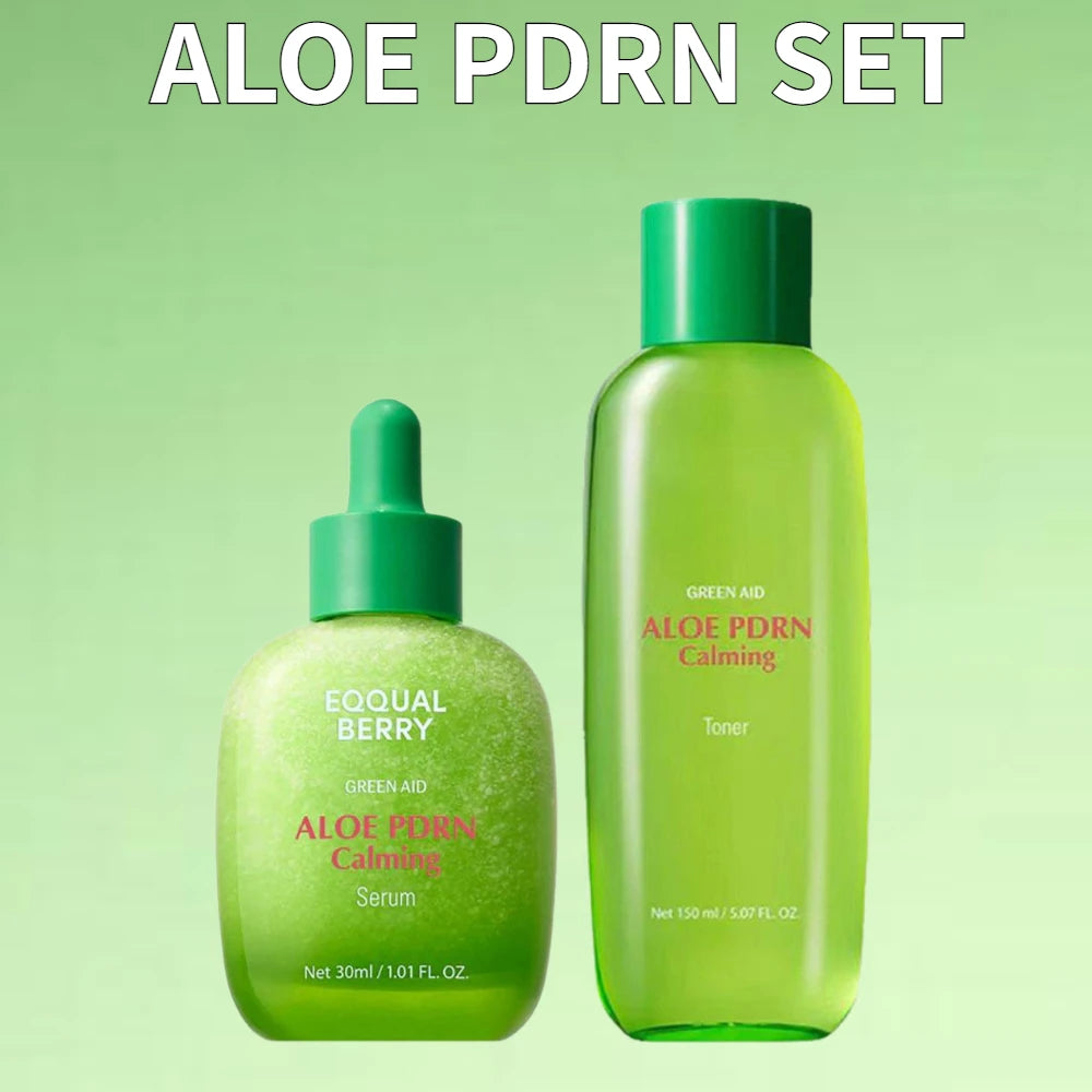 EQQUALBERRY ALOE PDRN & NAD PEPTID Hautpflegeset – HYALTOIN Serum, Bakuchiol Plump Calming Toner Serum Koreanische tägliche Hautpflege