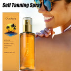 Selbstbräunungsspray natürlicher bräunungsloser Bräuner für Gesicht und Körper feuchtigkeitsspendendes, leichtes bräunungsloses Spray, natürlicher Braunton, gleichmäßiger Glanz