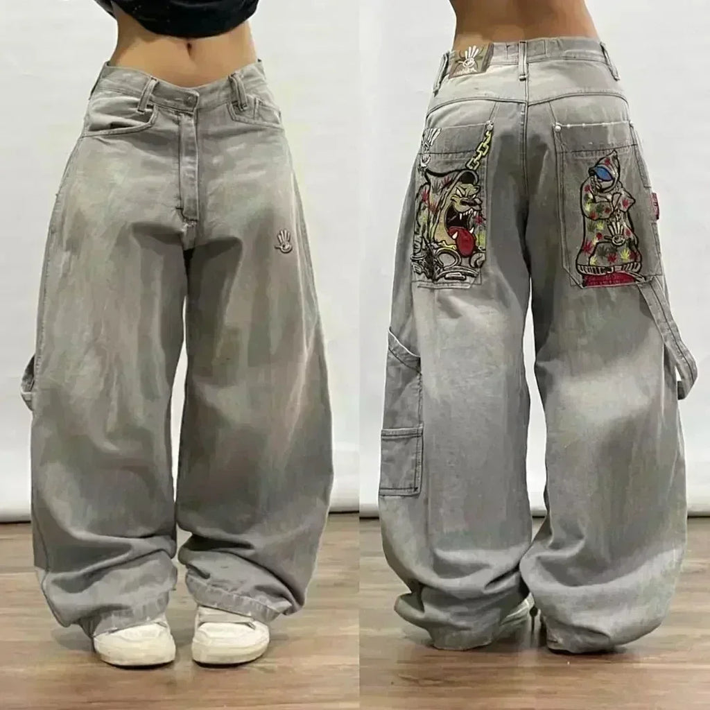 Amerikanische Y2K 2025 Neue weite Baggy Black Jeans Oversized Damen Street Casual Joker Denim-Hose Paar-Jeans Vintage Streetwear