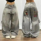 Amerikanische Y2K 2025 Neue weite Baggy Black Jeans Oversized Damen Street Casual Joker Denim-Hose Paar-Jeans Vintage Streetwear
