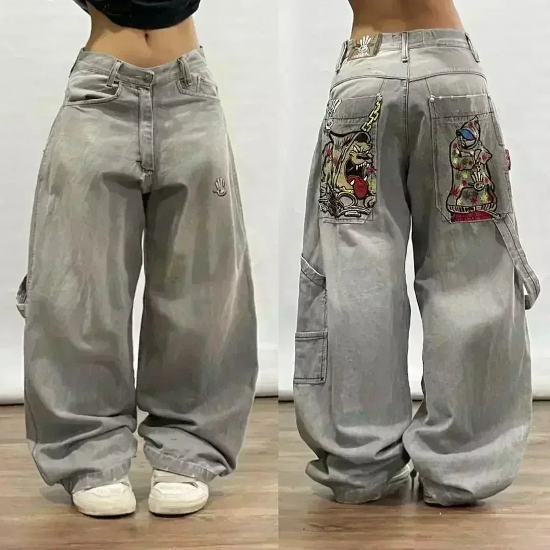 Amerikanische Y2K 2025 Neue weite Baggy Black Jeans Oversized Damen Street Casual Joker Denim-Hose Paar-Jeans Vintage Streetwear
