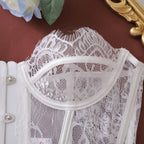 Ellolace Palace Damen Dessous Sets Weidenkorsett String 2-teiliges Set Sexy Heiß Trägerlos Spitze Ausgefallener tiefer V-Ausschnitt Damen Unterwäsche