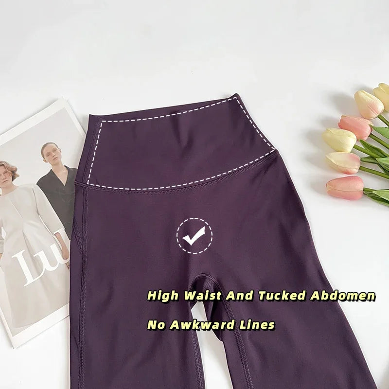 Damen High-Waist Schlag-Yogahosen Bequeme Pilates-Laufleggings Stylische Fitness-Sporthosen