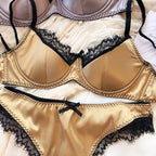 Französisches Dessous-Set mit dünnen Cups, sexy Spitze, Push-up-BH, Mode für Damen, Seidenstoff, Unterwäsche, hochwertige Intimates, BHs und Höschen