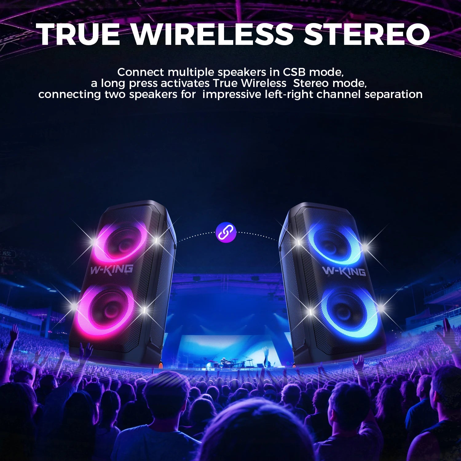 W-KING T12 Portable Bluetooth Speaker Box with 370W MAX Pro Sound, Light Show, CSB, Bass Boost, Wheels and Telescopic Handle