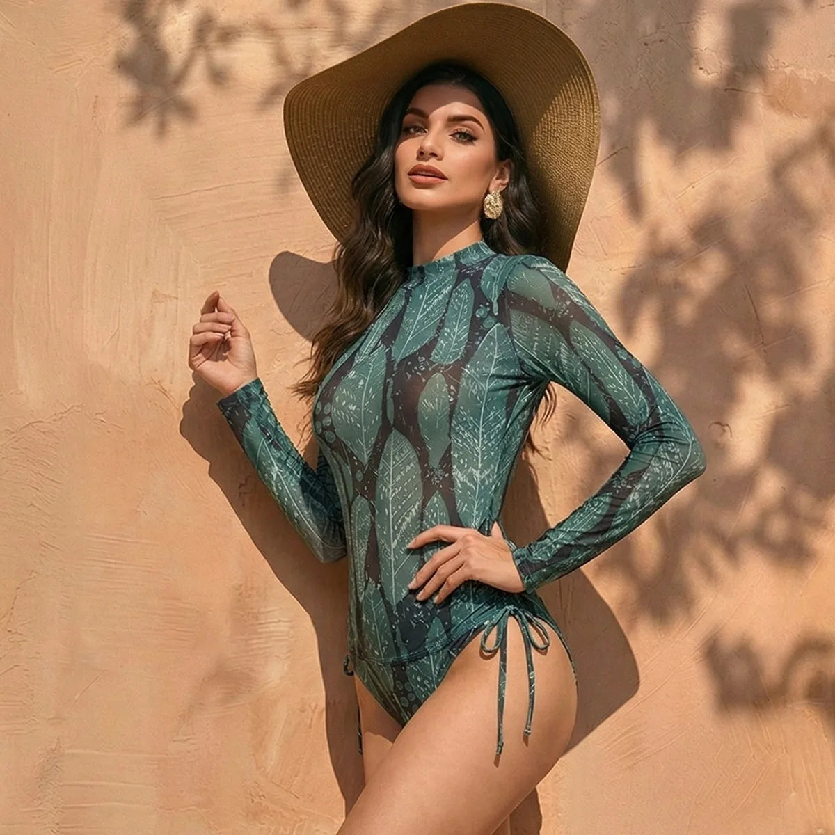 Damen Zweiteilige Bademode Langarm Mesh Badeanzug UPF 50+ Hohe Elastizität Gepolstert 2026 Neuer Strand-Badeanzug Beachwear
