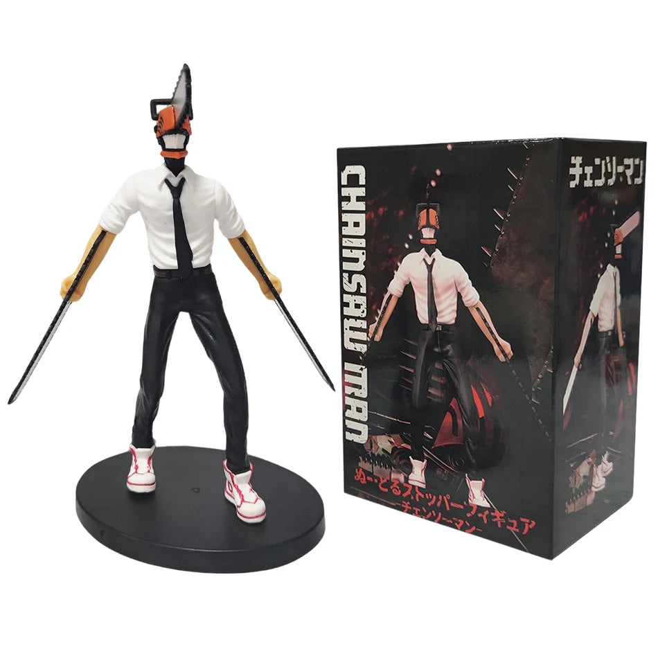 Anime Chainsaw Man Figur 2er Set Denji Actionfigur 14-17cm Auto Dekoration Puppe PVC Modell Sammlerstücke Kindergeschenke