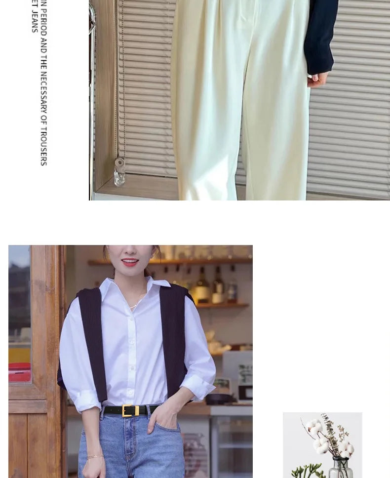 Ladies leather belt; cowhide versatile decoration for suit waist belt; retro simple high-end black ins style denim belt.