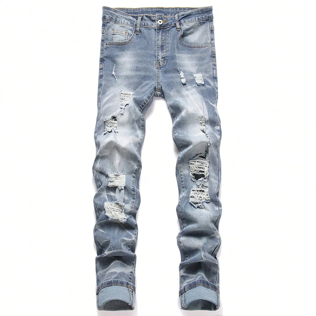 Fashion Herren Jeans Stretch Blau Skinny Jeans Für Herren Casual Slim Fit Denim Hosen Korean Style Herrenhosen Jeans
