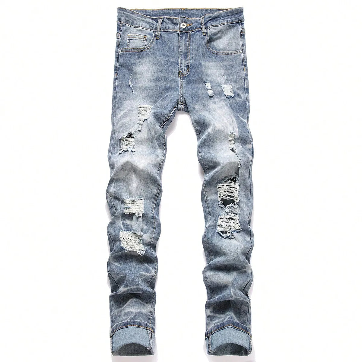 Fashion Herren Jeans Stretch Blau Skinny Jeans Für Herren Casual Slim Fit Denim Hosen Korean Style Herrenhosen Jeans Hauptbild