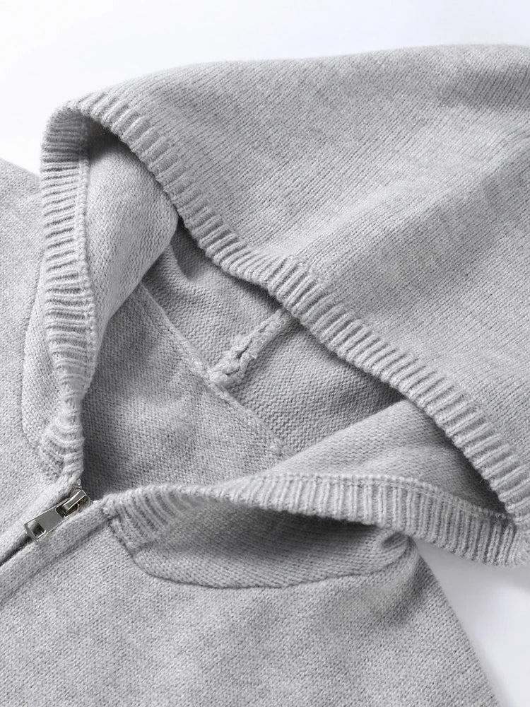 Mode-Cardigan-Hosenanzug Damen Kapuze Reißverschluss Lange Ärmel Lockerer Mantel Gerade Hose 2025 Herbst Lässiger 2-Teiler für Damen