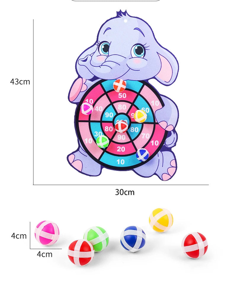 Tiere Dartscheibe Spiele für Kinder Montessori Ziel-Sportspiele Spielzeug mit 2 klebrigen Bällen Lernspiele für Kinder Jungen Mädchen
