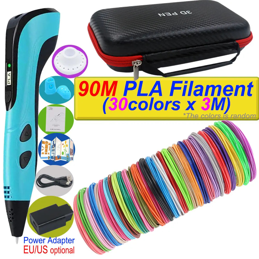 2026 Neue 3D-Druckstift DIY Dreidimensionale Malerei Kinderspielzeug mit LCD-Bildschirm Netzteil 200M PLA-Filament Spielzeug Geschenk