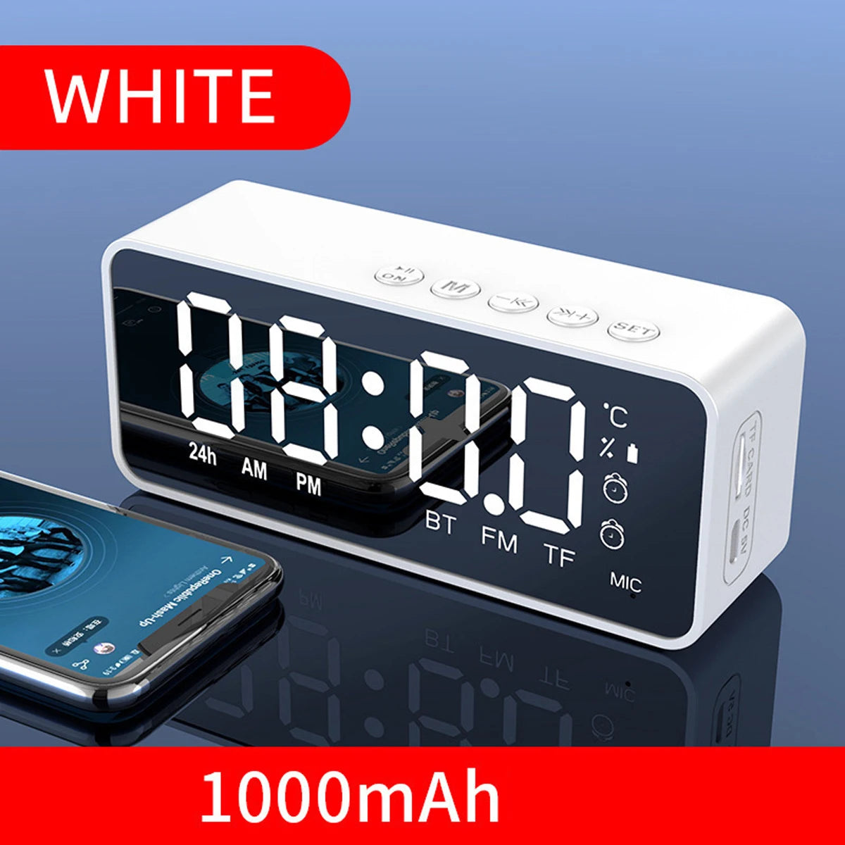 Radiowecker FM Bluetooth Lautsprecher Tragbarer Subwoofer Caixa De Som Sound Box Musik Drahtlose Mini Tieftöner Bocina Lampensäule
