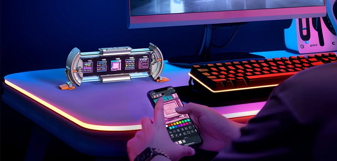 Divoom Times Gate Gaming Room Setup Digitaluhr mit intelligenter App-Steuerung, WLAN-Verbindung, RGB-LED-Anzeige, Büro-Dekor Cyberpunk