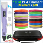 Kinder 3D-Stift 3D-Zeichnung Druckstift mit LCD-Bildschirm Netzteil 200M PLA Filament Spielzeug Kinder Weihnachten Geburtstag DIY Geschenk