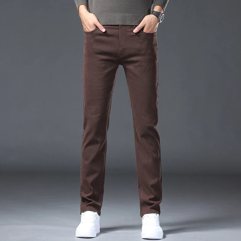 2026 98 % Baumwolle Elastische Baumwolljeans Herren Frühling Slim Straight Denim Hose Komfort Große Größe Koreanische Business Casual Hose