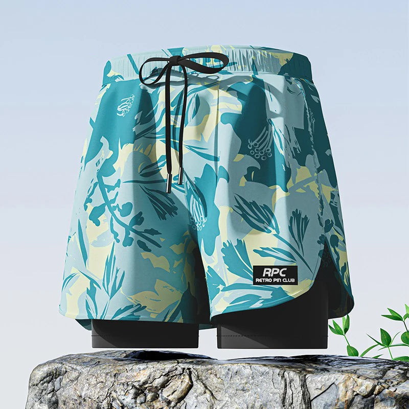 Badeboxer Herren Badehose Set Neu Strandbadehose Für Erwachsene Schnell Trocknende Surf-Badeshorts mit Futter Schwimmhose