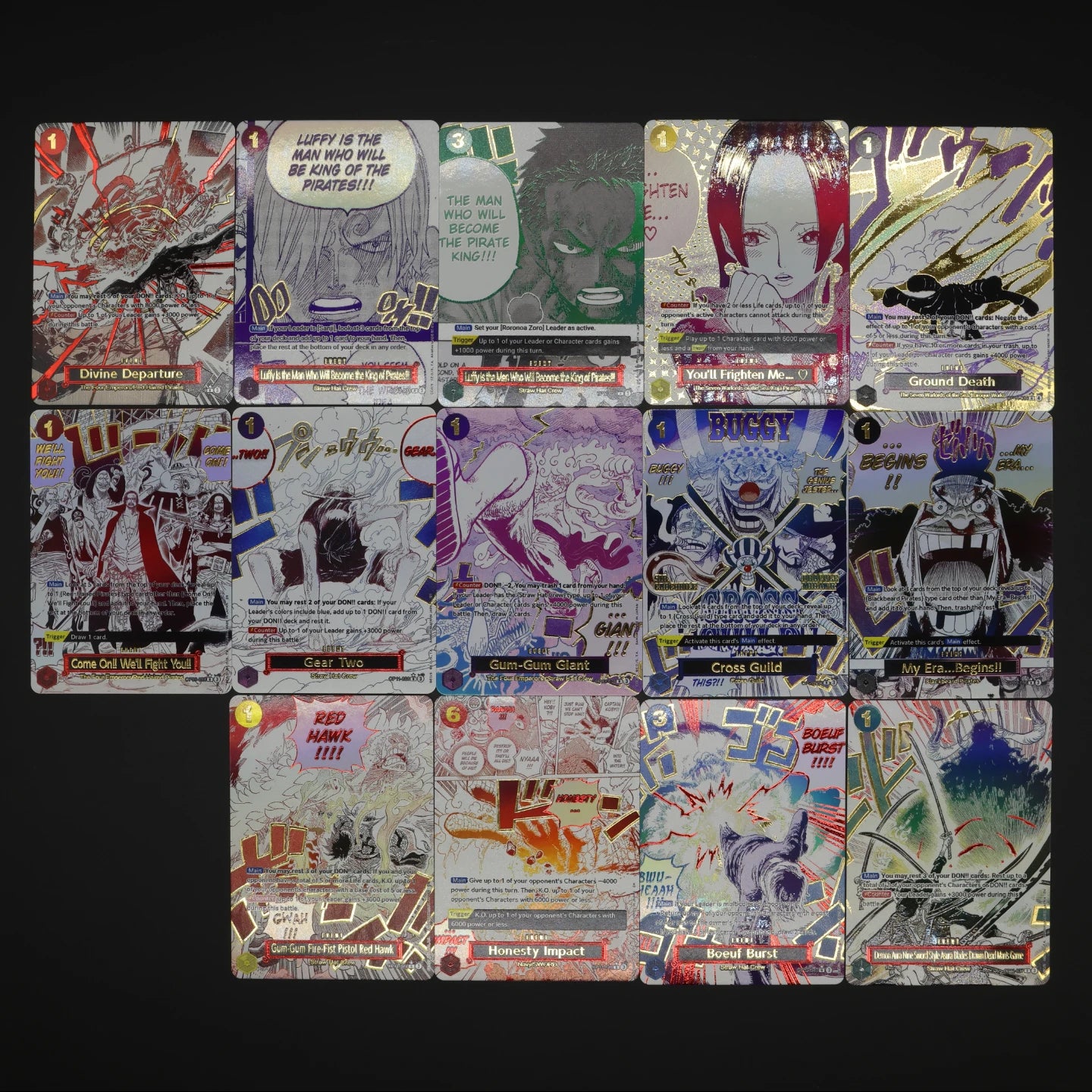 One Piece TCG OPCG English Manga Event Card Set Gear 2 DDM GGG Ground Death Frighten Me OP09 OP10 OP11 OP12 OP14 Goldprägung