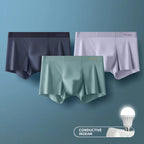 MIIOW 3er-Pack Ice Silk Herrenunterwäsche Boxer Metallfaser Antistatisch Herrenunterhosen Nahtloser Schnitt Saum Herren Slips Boxershorts Trunks