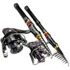 1.8-3.6m Kohlefaser Angelrute und Rollen-Set, superharte Teleskop-Angelrute, Spinnrollen-Set, max. Widerstand 3-8kg Pesca