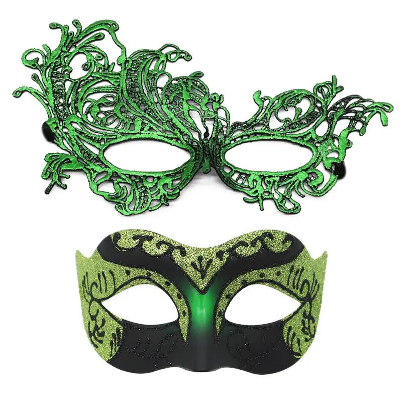 2er-Set, elegante schwarze Spitzen-Masken für Paare für Kostümpartys