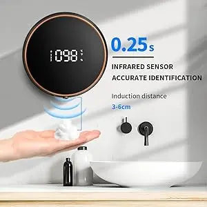 Automatischer Schaumseifenspender - Berührungslos, Wandmontage, LED-Temperaturanzeige, USB-aufladbar für Bad, Küche & gewerbliche Nutzung