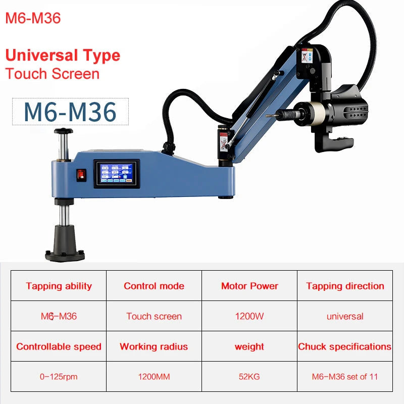 M3-M36 220V CNC Universal-Servogewindeschneidmaschine Elektrisches Gewindebohrwerkzeug Stahl Aluminium Kraftbohren