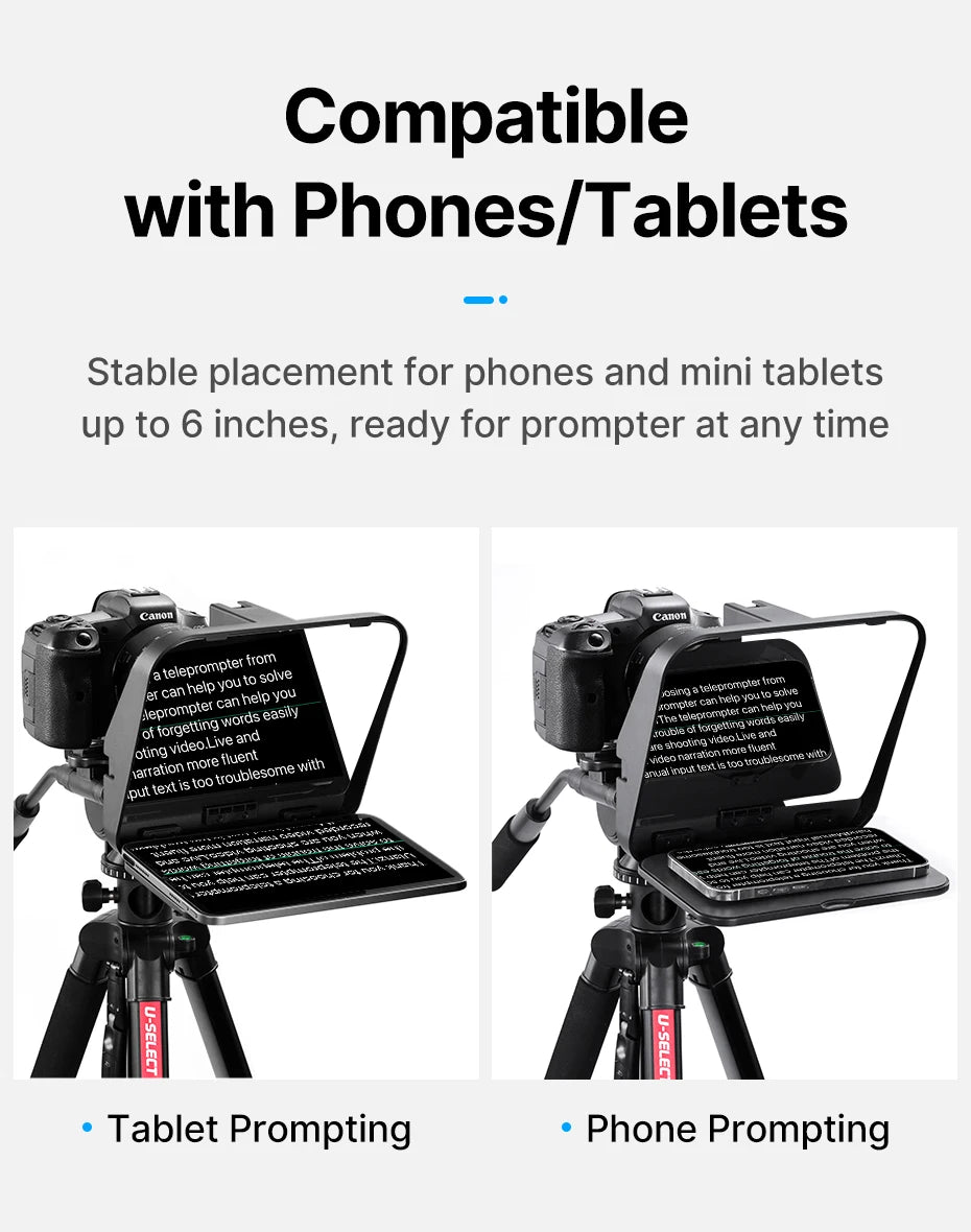 Ulanzi RT02 Universal-Teleprompter Prompter DSLR-Kamera Smartphone Tablet Laptop-Teleprompter Live-Streaming Videoaufnahme
