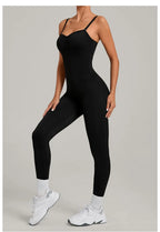 Damen Yoga Jumpsuits Sport Fitness Einteiler Schönheits-Rückengurt Tasche Hüfthebend Slim Fit Laufen Workout Training Bodysuit