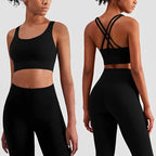 2-teiliger Yoga-Anzug für Damen Trainingsanzug Sportkleidung Pilates Fitness-Anzug Gym Workout Push-up Kleidung Sport-BH Leggings-Anzug