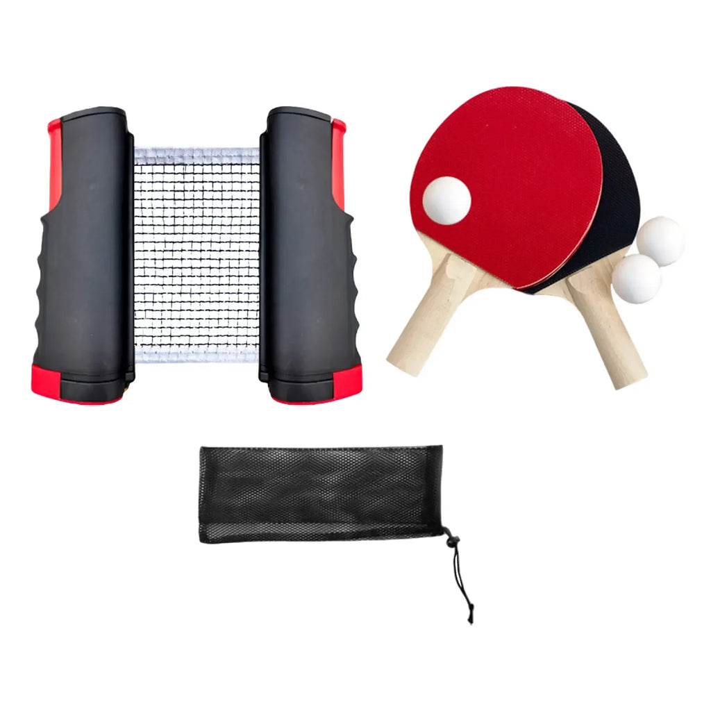 1 Satz Tischtennisschläger Satz einziehbares Netz Trainings-Tischtennis-Set Schläger Bälle für Familie Heim-Fitnessstudio Spieler Reisen Sport