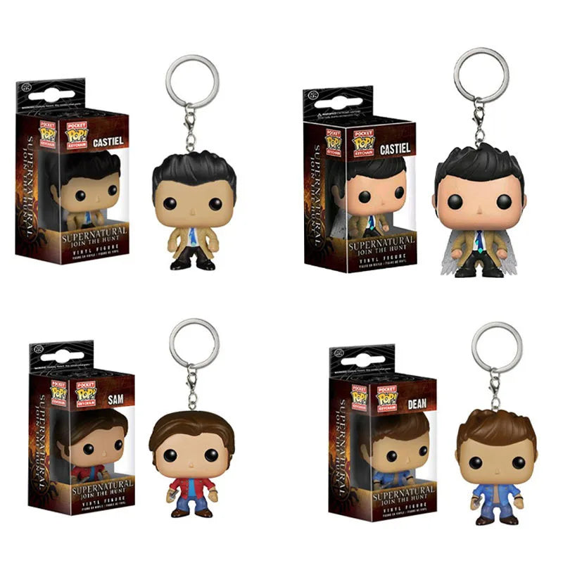 FUNKO POP Supernatural Neue Figur Castiel mit Flügel Sam SCHLÜSSELANHÄNGER Spielzeug Vinylfigur Sammlung Pocket Schlüsselkette Spielzeuge