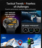 2026New Military T-Rex3 GPS Map Navigation Smart Watch 2GB RAM 1.43-inch AMOLED Screen 30M Waterproof Call Sports Smartwatch Men