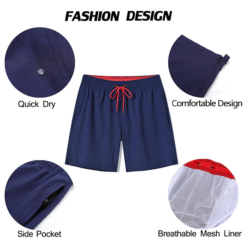 Escatch 2026 Sommer Herren-Badebekleidung Einfarbig Multicolor Polyester-Netzfutter Seitliche Reißverschlusstasche Maillot De Bain Homme Sportshorts
