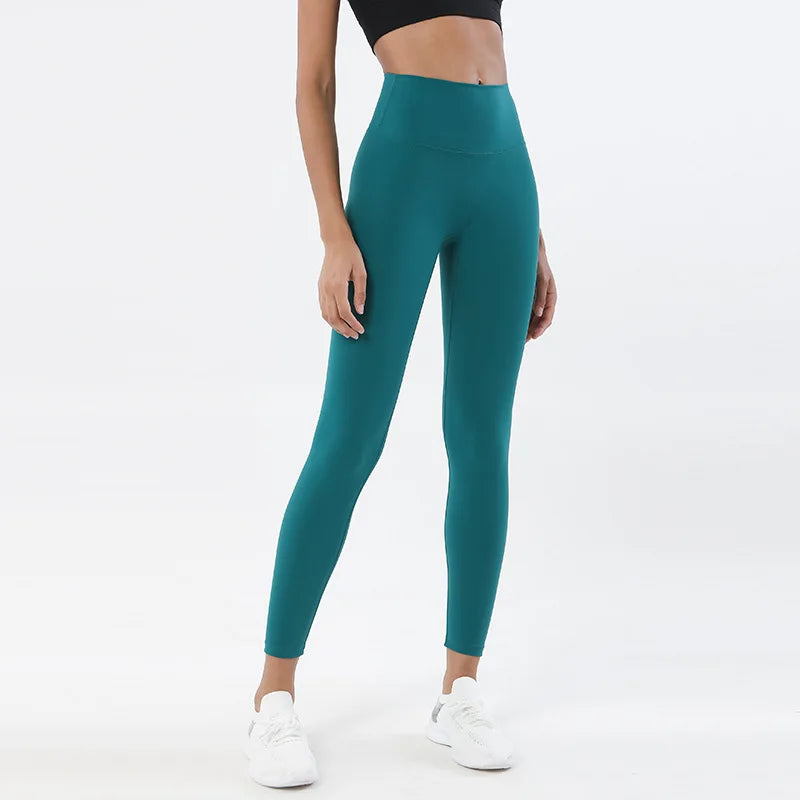 SOISOU Nylon Yogahosen Gym Leggings Damen Mädchen Fitness Weiche Strumpfhosen Hohe Taille Elastisch Atmungsaktiv Keine T-Linie Sporthosen
