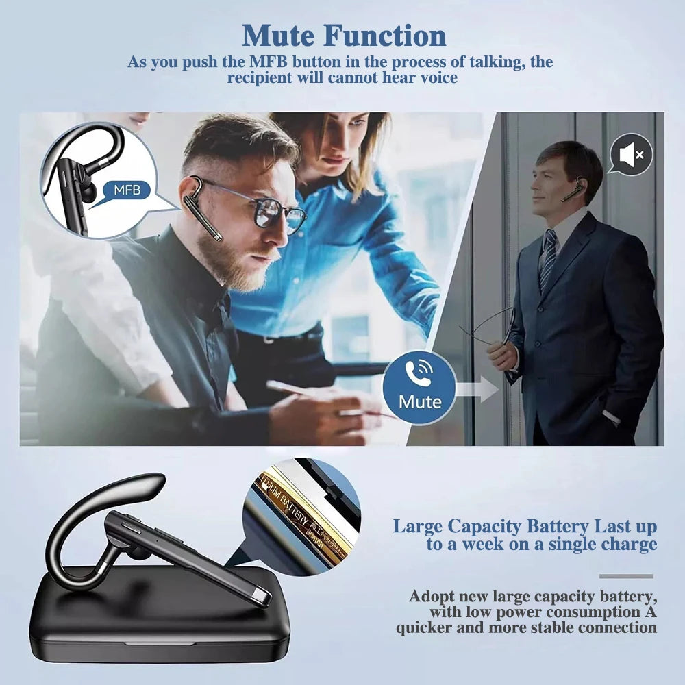 YYK-520 Kabellose Kopfhörer Business Bluetooth 5.3 Ohrhörer Freisprechanruf Mikrofon Geräuschunterdrückung Headset In-Ear-Kopfhörer zum Autofahren