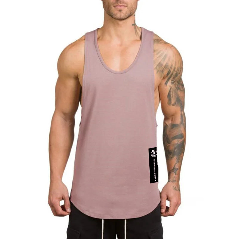 Brand Gym Sport Clothing Cotton Singlets Bodybuilding Stringer Tank Tops Mens Fitness Shirt Muscle Guys Sleeveless Running Vests