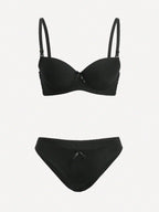 Hochwertiges sexy Dessous-Set für Damen aus Spitze mit Schnürung und Bügel-Push-up, 2-teiliges Set für den täglichen Gebrauch, Unterwäsche-Set A2127
