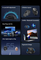 Vention Kabellose Bluetooth 5.1 Maus USB 2.4G Dual-Mode Ergonomische 4000 DPI Stille 6-Tasten-Maus für MacBook Tablet Laptop PC Mäuse