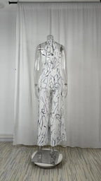 Sexy ärmelloser Jumpsuit Büro-Dame Frühling Sommer Mode Lässige schulterfreie bedruckte Jumpsuits für Frauen 2024 Einteiler Strampler