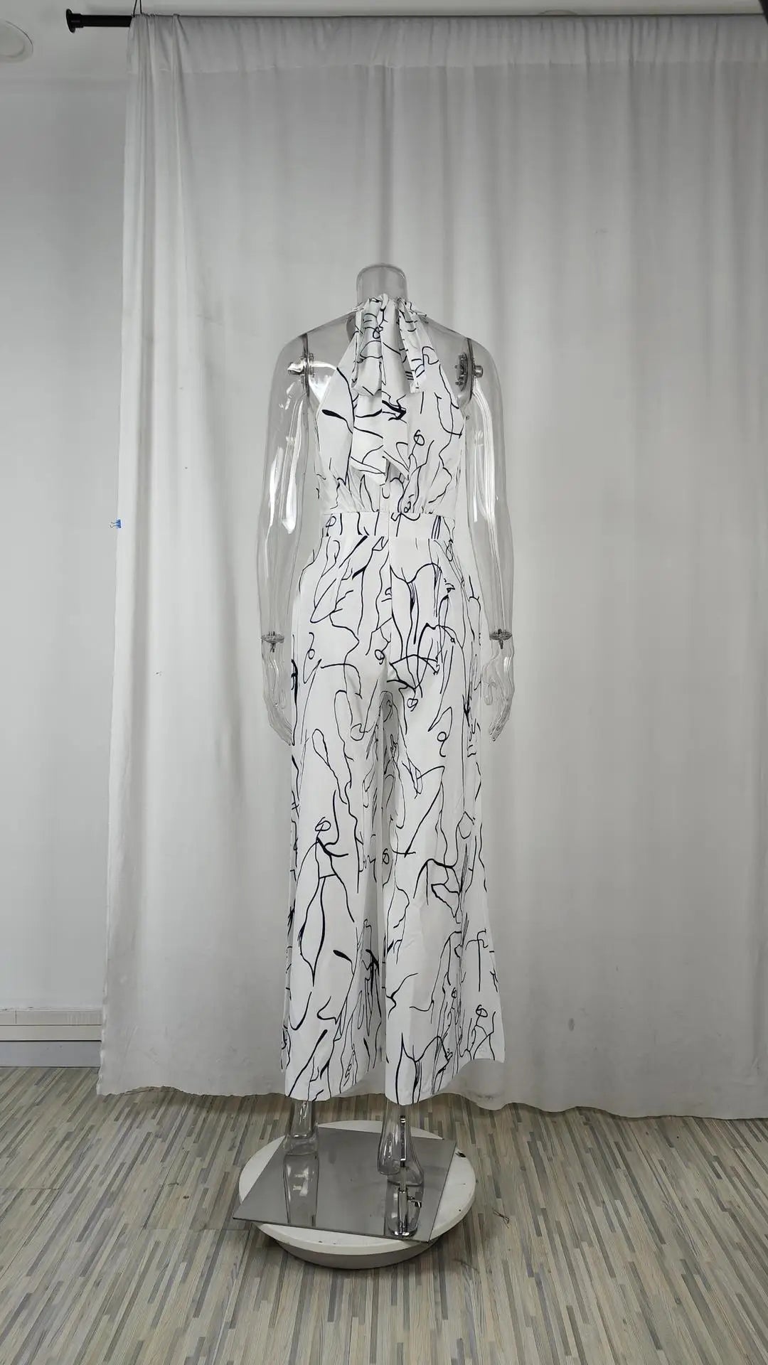 Sexy ärmelloser Jumpsuit Büro-Dame Frühling Sommer Mode Lässige schulterfreie bedruckte Jumpsuits für Frauen 2024 Einteiler Strampler